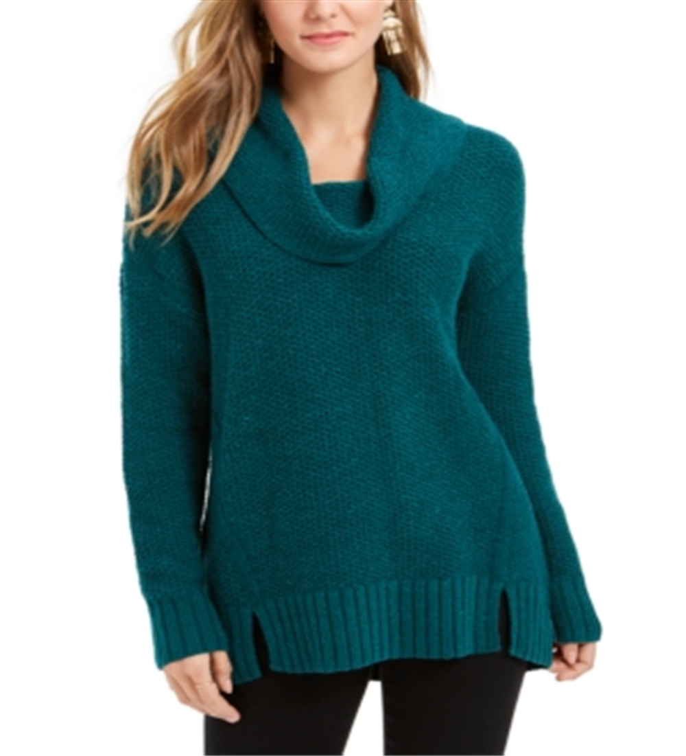 Suéter feminino com decote canoa e bainha ventilada, tamanho pequeno, verde, estilo Style &amp; Co