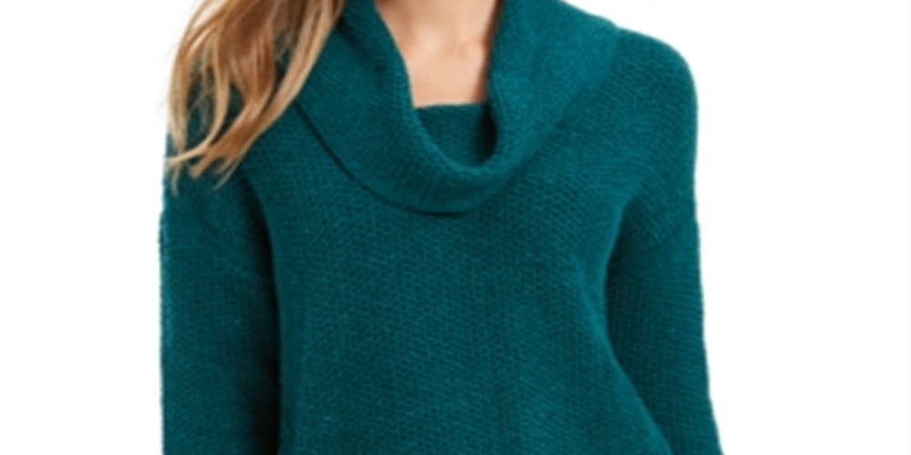 Suéter feminino com decote canoa e bainha ventilada, tamanho pequeno, verde, estilo Style &amp; Co