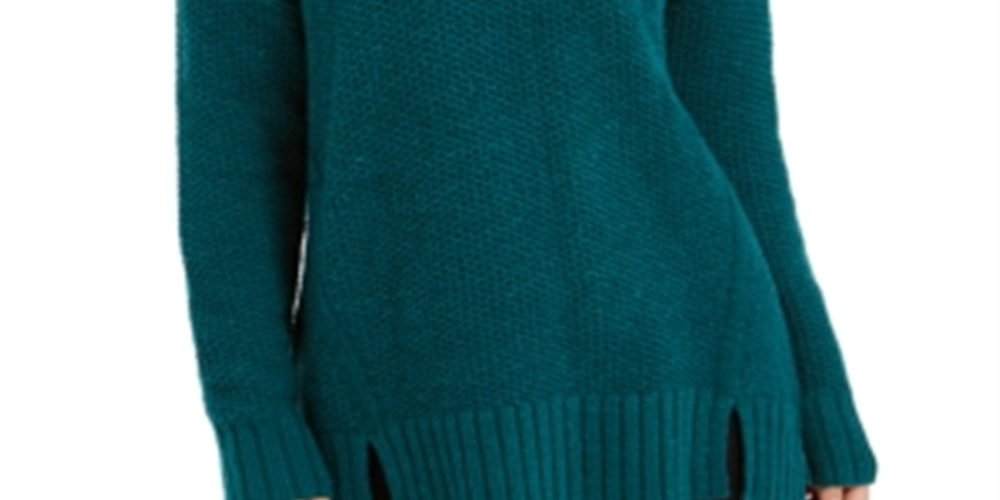 Suéter feminino com decote canoa e bainha ventilada, tamanho pequeno, verde, estilo Style &amp; Co
