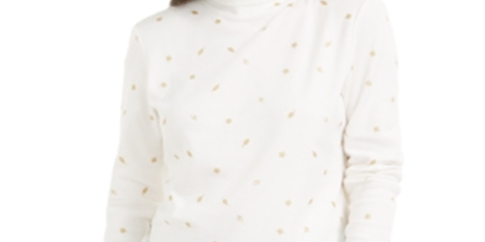 Karen Scott Suéter Feminino de Gola Alta com Cor de Outono, Branco, Tamanho XS