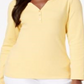 Karen Scott Top Henley de algodão feminino, amarelo, tamanho X-S