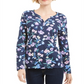 Karen Scott Blusa Henley Feminina Estampa Floral Azul Tamanho X-S