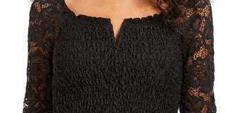 Blusa Crave Fame Junior com Renda e Babados, Preta, Tamanho Pequeno