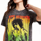 Camiseta feminina vintage Jimi Hendrix Graphic, cinza, tamanho médio