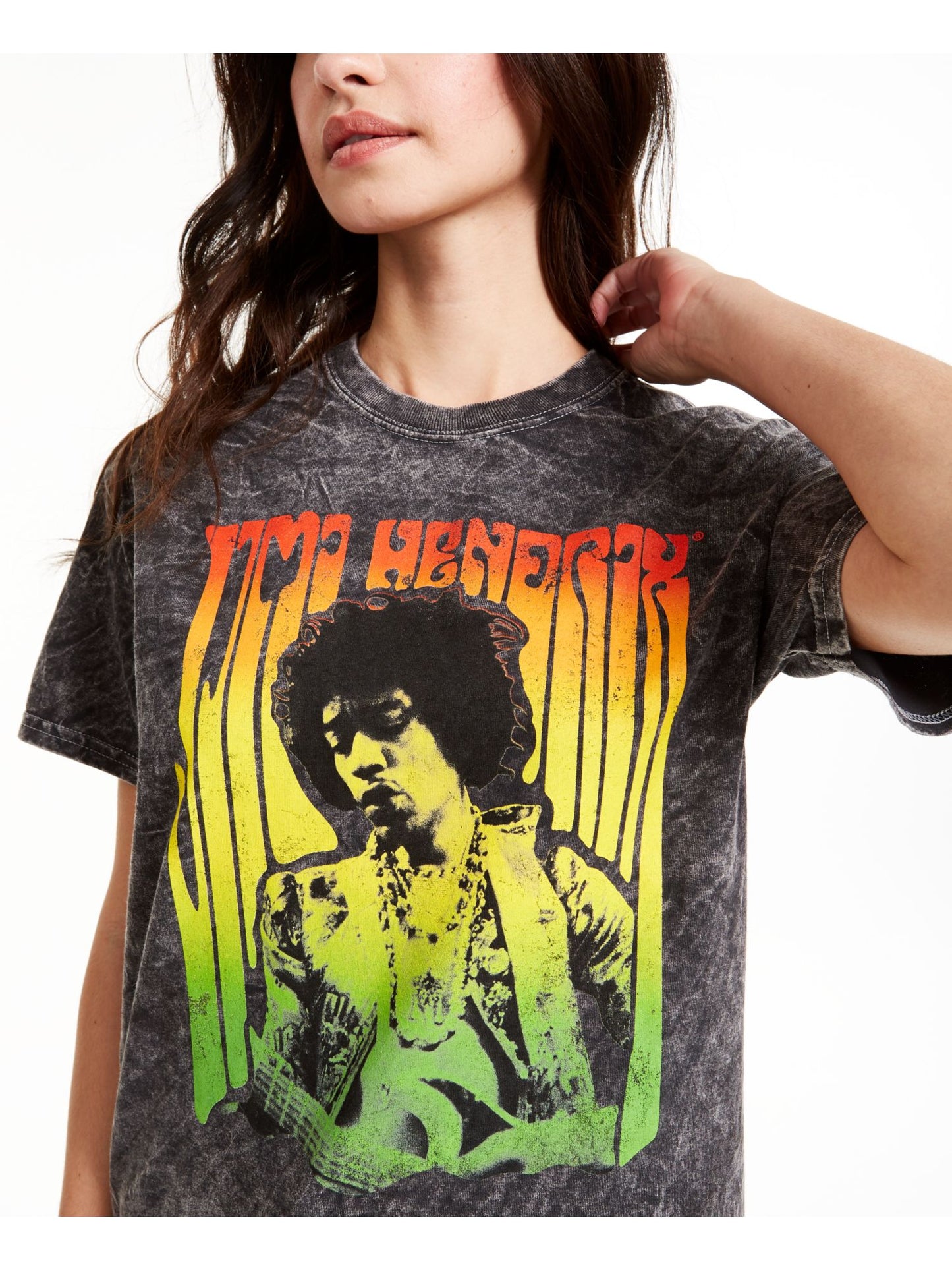 Camiseta feminina vintage Jimi Hendrix Graphic, cinza, tamanho médio
