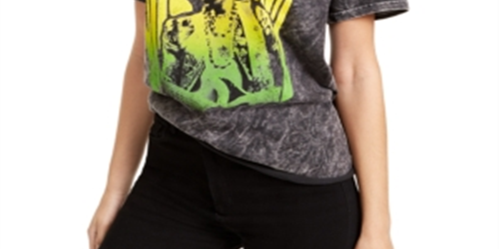 Camiseta feminina vintage Jimi Hendrix Graphic, cinza, tamanho médio