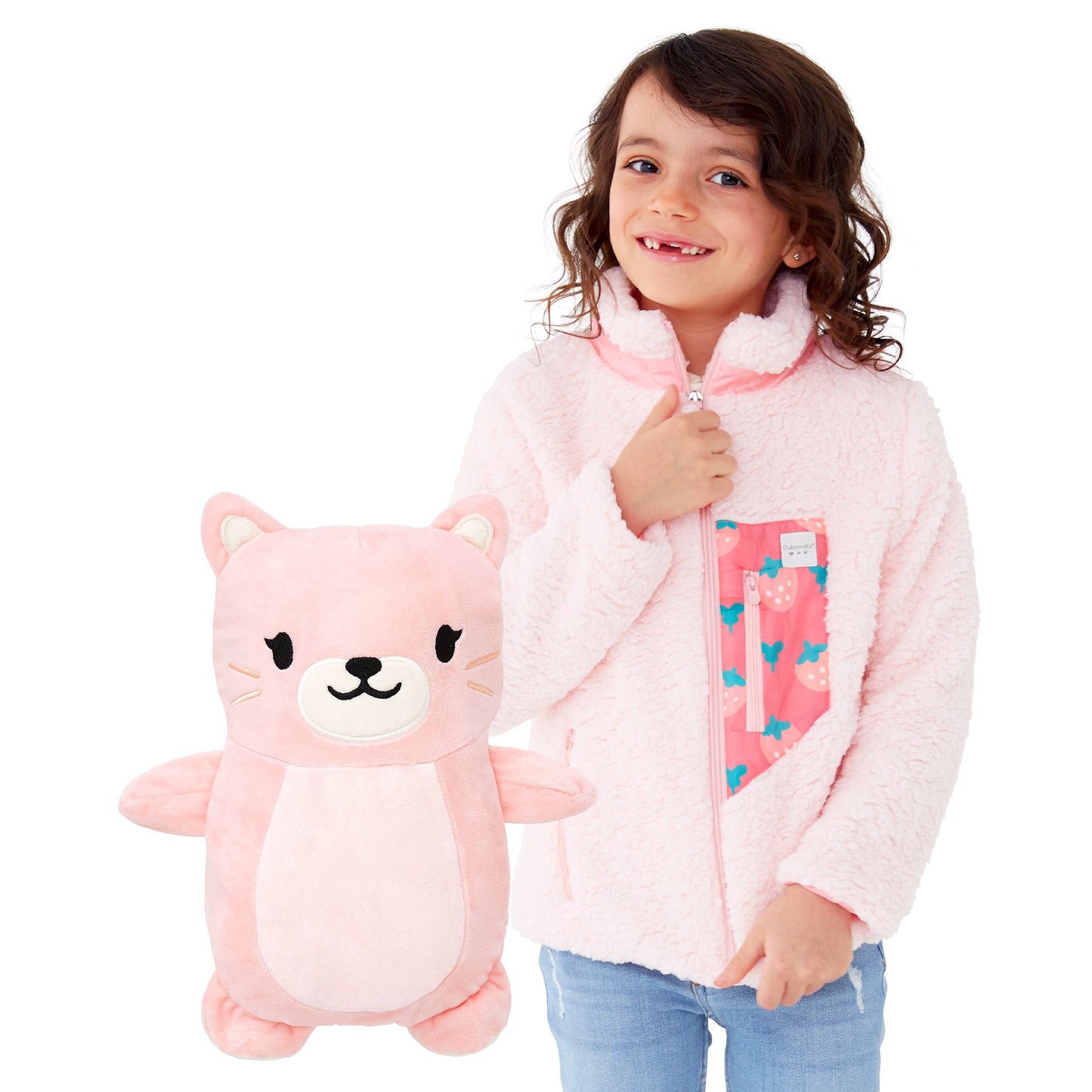 Jaqueta Sherpa Kali the Kitty da Cubcoats Big Girl, rosa, tamanho 8