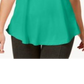 Camiseta feminina JM Collection com ombros descobertos e manga curta, verde, tamanho pequeno