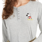 Camiseta Henley Mickey Mouse da Disney Junior, cinza, tamanho X-S