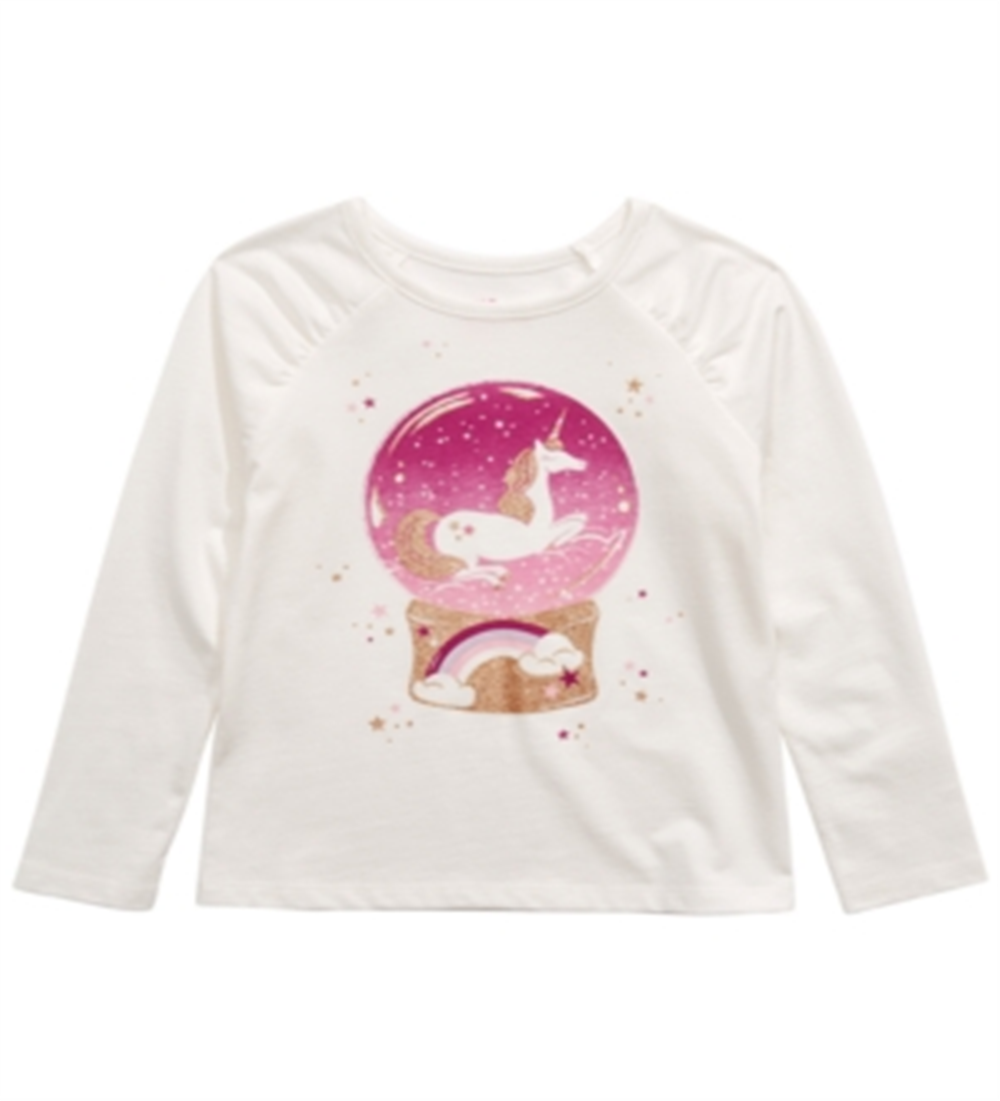 Camiseta infantil feminina Epic Threads Unicórnio Globo de Neve, tamanho 3T, branca