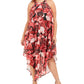 Vestido midi floral sem mangas Love Squared feminino vermelho tamanho 3X