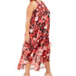 Vestido midi floral sem mangas Love Squared feminino vermelho tamanho 3X