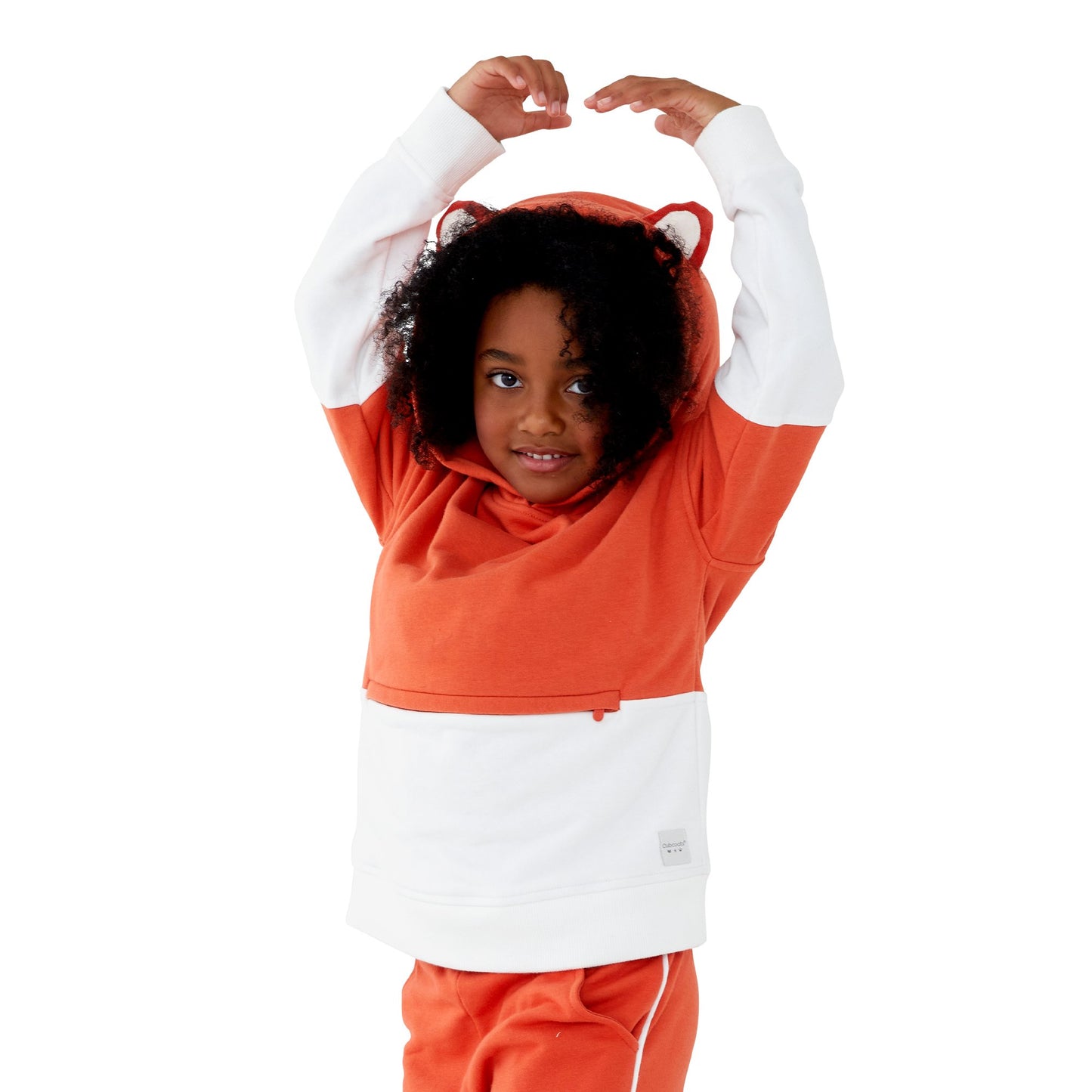 Cubcoats Kids Transformando 2 em 1 Unissex Flynn the Fox Moletom com Capuz 2 em 1 Bicho de Pelúcia em Laranja Queimado