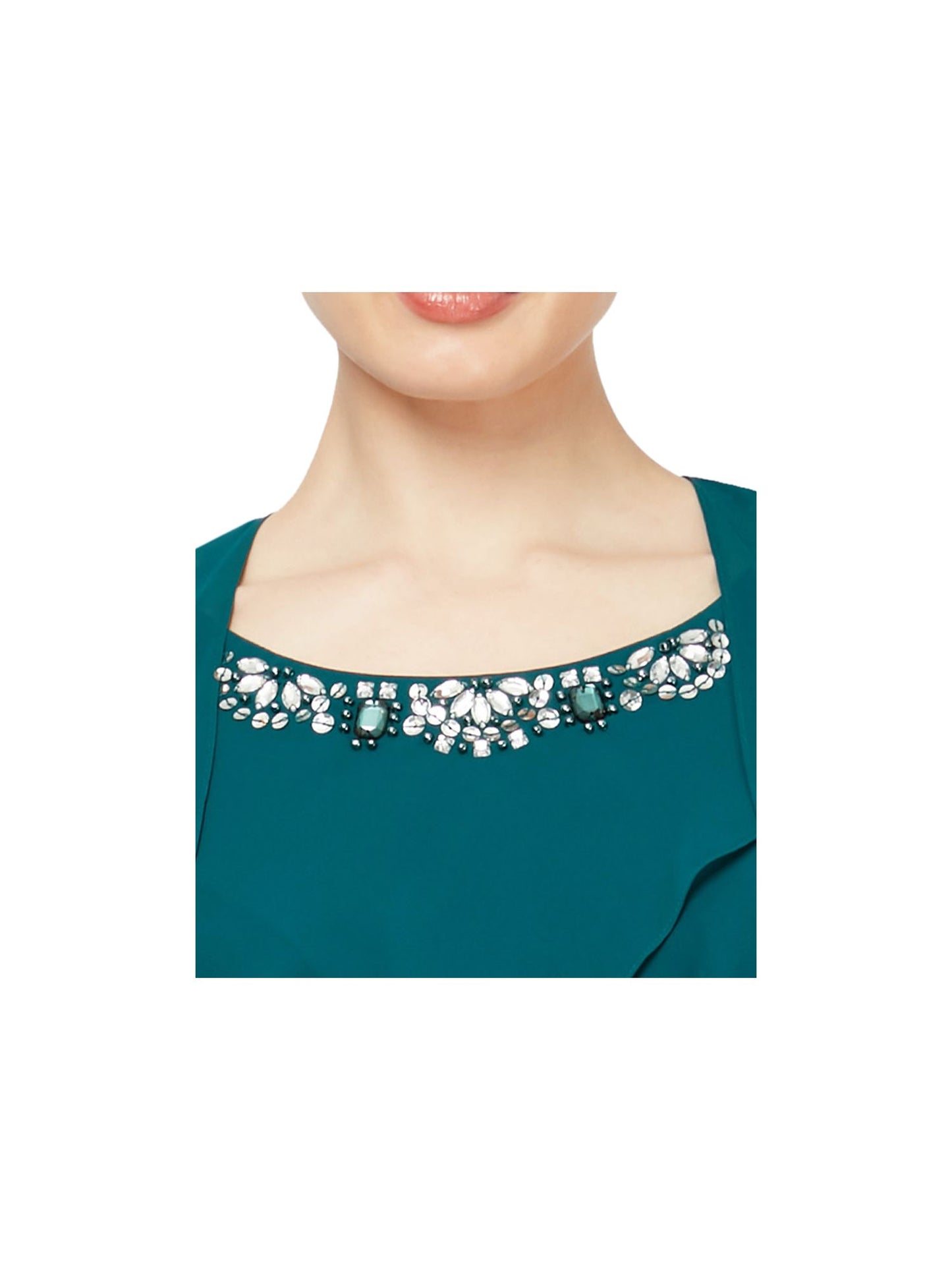 Cardigan aberto de manga curta azul-petróleo feminino Slny, tamanho 8