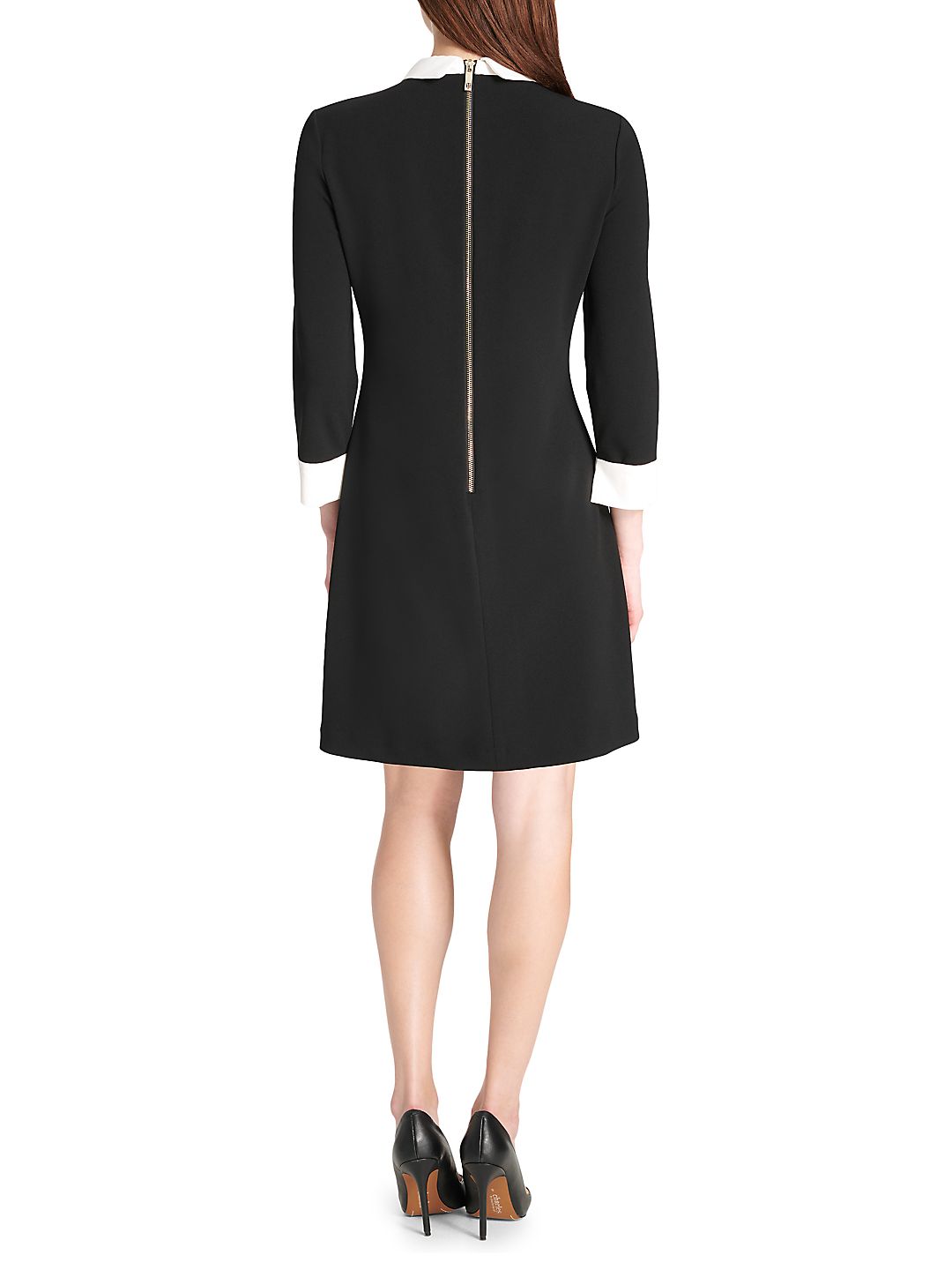 Vestido feminino Tommy Hilfiger com gola e manga curta, tamanho 2, preto