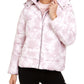 Jaqueta Puffer Feminina Calvin Klein Estampada com Zíper, Branca e Lilás, Tamanho Médio