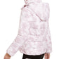 Jaqueta Puffer Feminina Calvin Klein Estampada com Zíper, Branca e Lilás, Tamanho Médio