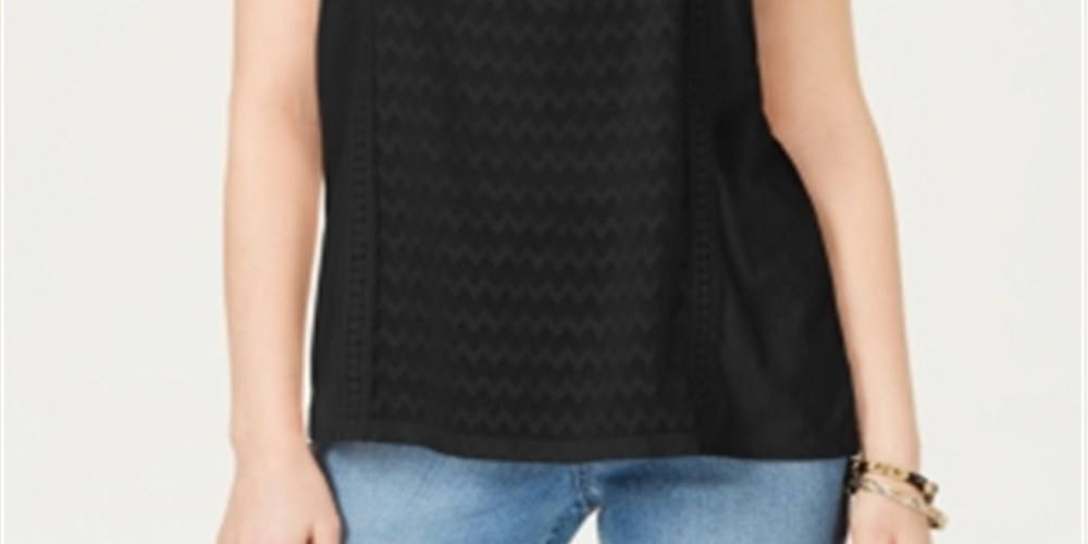 Camiseta feminina com estampa mista Style &amp; Co., preta, tamanho pequeno