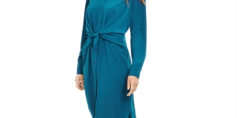 Vestido camisa feminino Alfani com amarração frontal, verde, tamanho 6, pequeno