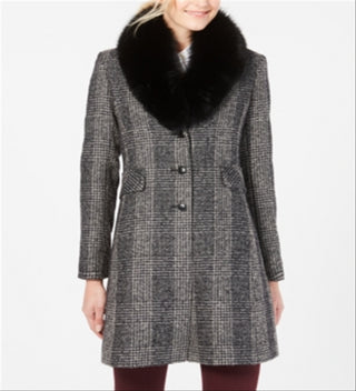 Forecaster Women's Fox Fur Collar Reefer Coat Gray Size 18