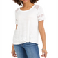 Top de renda com detalhes embutidos feminino Style &amp; Co., branco, tamanho X-S