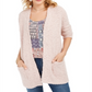Cardigan feminino de malha pipoca com frente aberta, salmão, tamanho extrapequeno, estilo &amp; co.