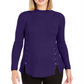 Suéter de malha canelada com amarração e gola falsa feminino Style &amp; Co, roxo, tamanho pequeno