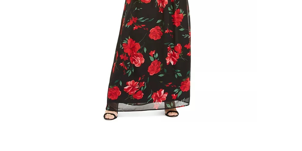 Vestido longo feminino com estampa floral e alças finas, preto, tamanho 14, da INC International Concepts