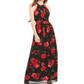 Vestido longo feminino com estampa floral e alças finas, preto, tamanho 14, da INC International Concepts