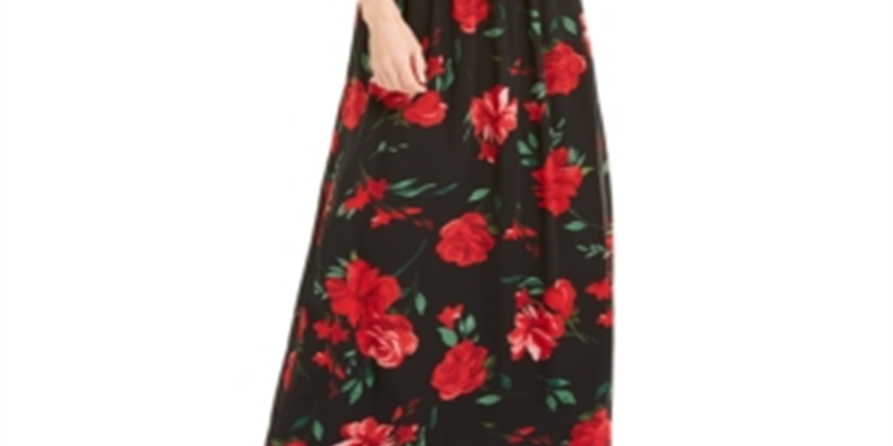 Vestido longo feminino com estampa floral e alças finas, preto, tamanho 14, da INC International Concepts