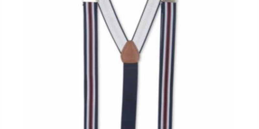 Suspensórios elásticos listrados masculinos Club Room - Azul-marinho, tamanho único