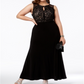 Vestido de festa feminino Morgan &amp; Co. com corpete de renda plus size, preto, tamanho 14W