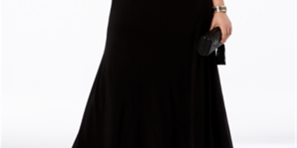 Vestido de festa feminino Morgan &amp; Co. com corpete de renda plus size, preto, tamanho 14W