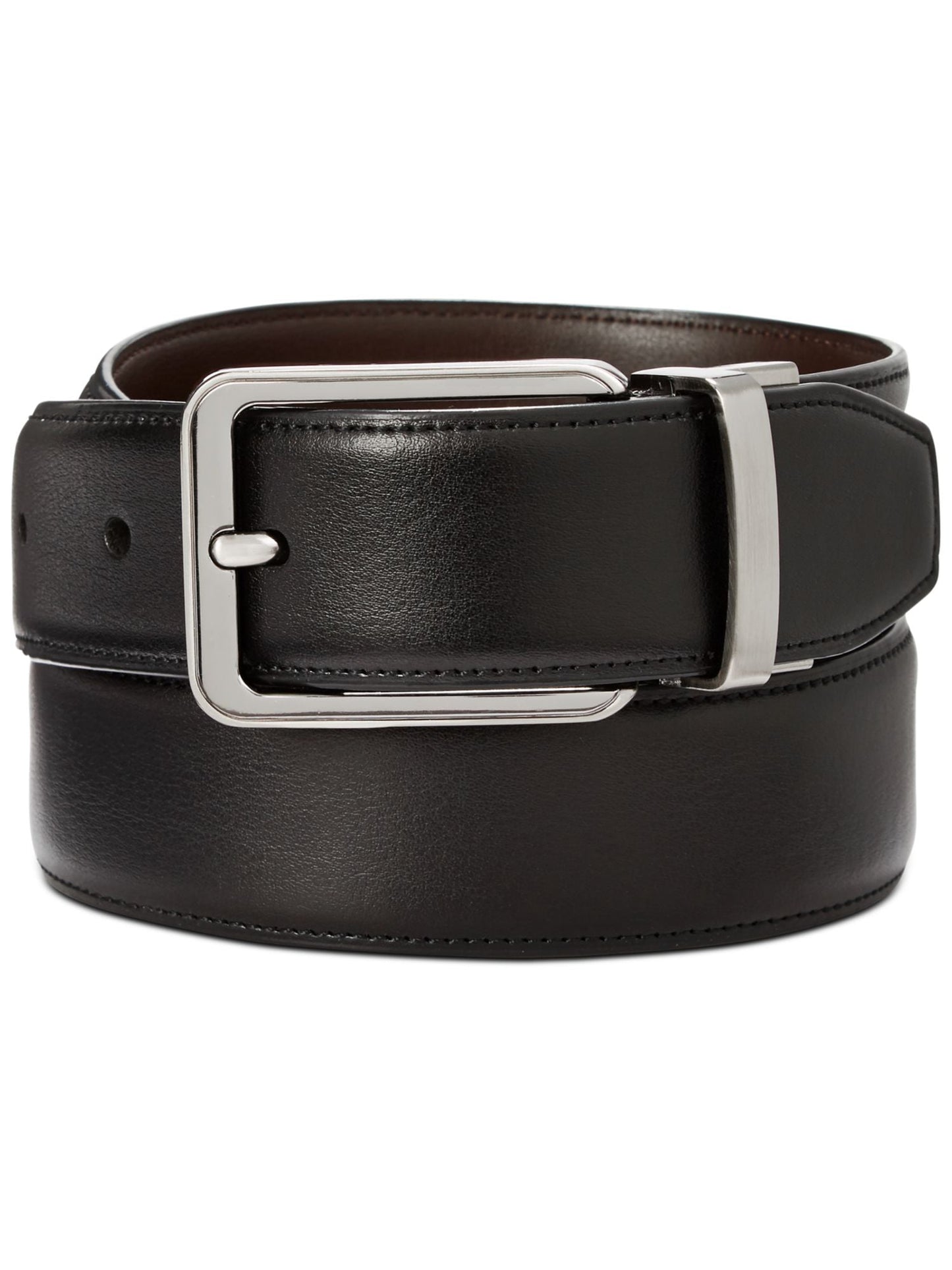 Perry Ellis Cinto social reversível Annable de couro masculino, preto, tamanho 32