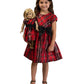 Conjunto de vestido xadrez com laço e vestido de boneca Bonnie Toddler Girl, 2 peças, vermelho, tamanho 2T