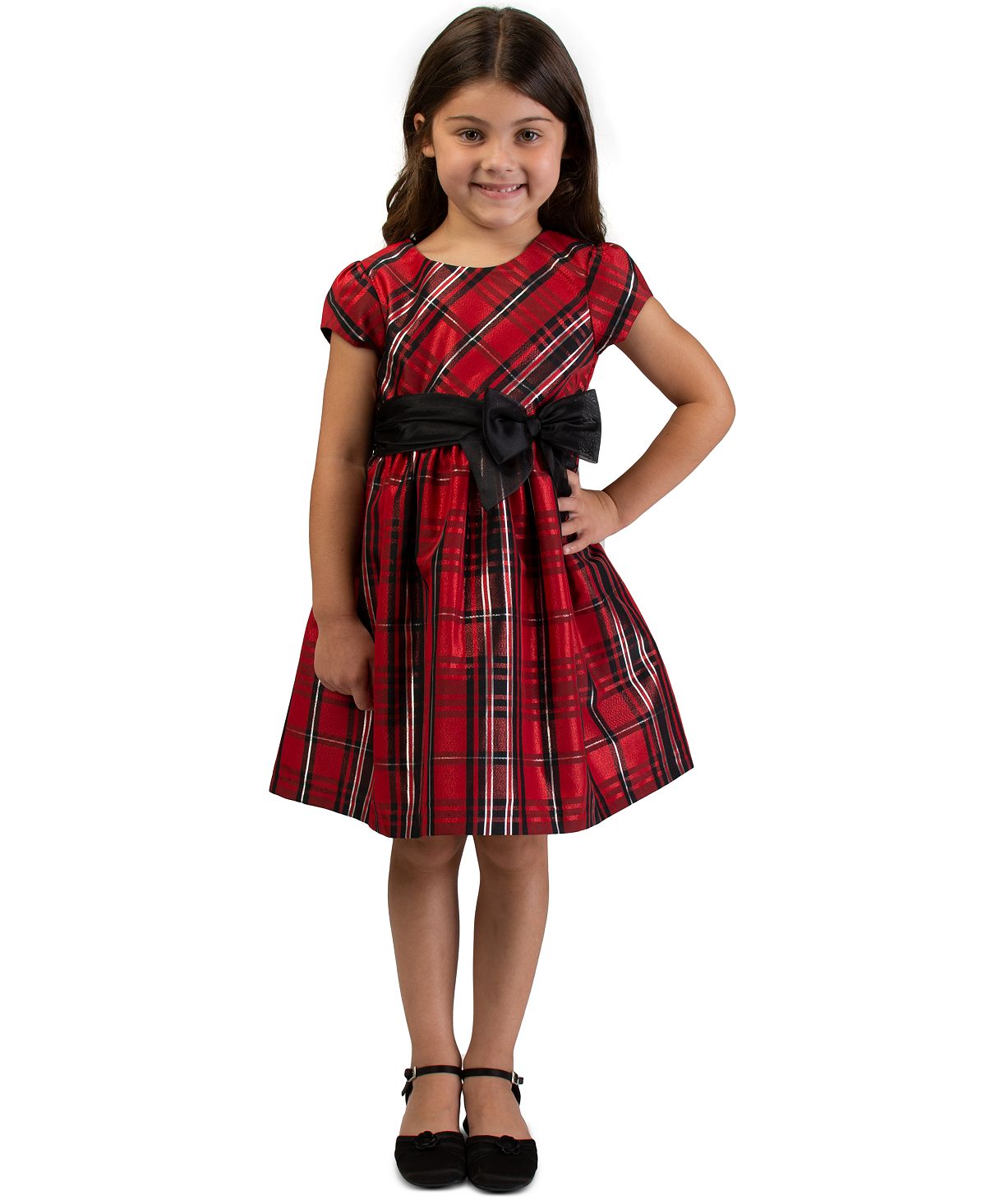Conjunto de vestido xadrez com laço e vestido de boneca Bonnie Toddler Girl, 2 peças, vermelho, tamanho 2T
