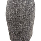 Saia lápis de tweed com detalhe de botão Bar III feminina, preta, tamanho 6