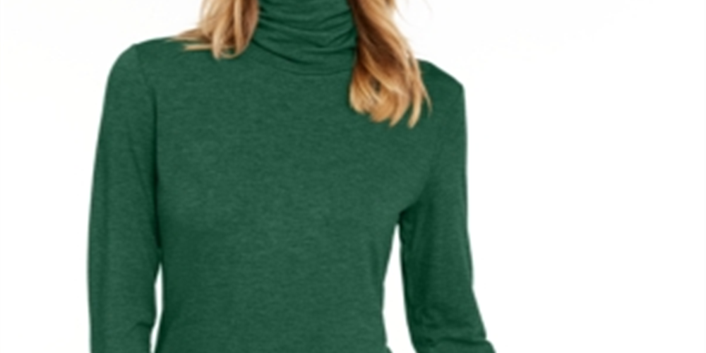 Blusa feminina de gola alta Maison Jules, verde, tamanho pequeno
