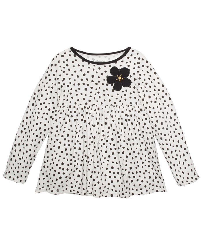 Túnica de algodão com estampa de bolinhas First Impressions para meninas, tamanho 4T, branca