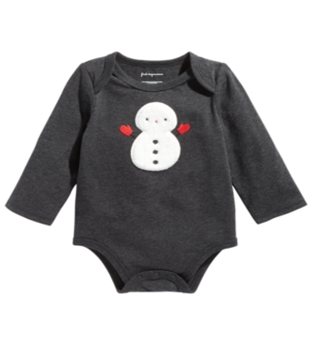 Body manga longa boneco de neve First Impressions para bebê menino cinza tamanho 12 MOS