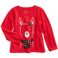 Camiseta infantil de algodão com estampa de lhama First Impressions para meninas, tamanho 4T, vermelha