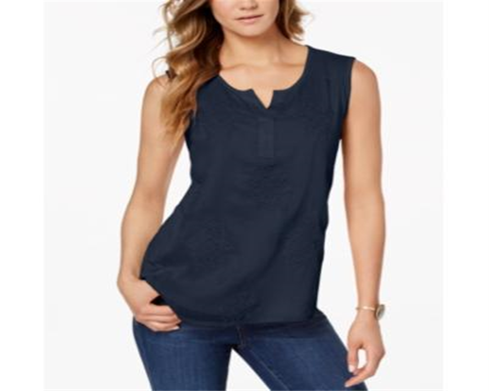 Blusa bordada feminina Style &amp; Co, azul, tamanho pequeno M