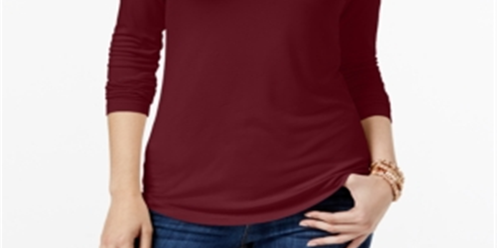 Blusa feminina de gola alta Maison Jules, vermelha, tamanho médio