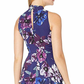 Vestido feminino Vince Camuto estampado em chiffon com gola alta e midi, azul, tamanho 10