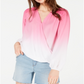 INC International Concepts Top feminino com sobrepeliz ombré, branco, tamanho pequeno
