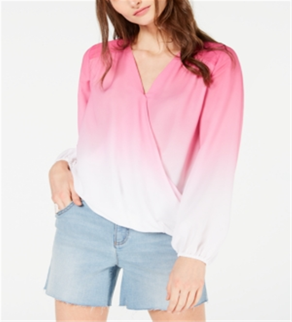 INC International Concepts Top feminino com sobrepeliz ombré, branco, tamanho pequeno