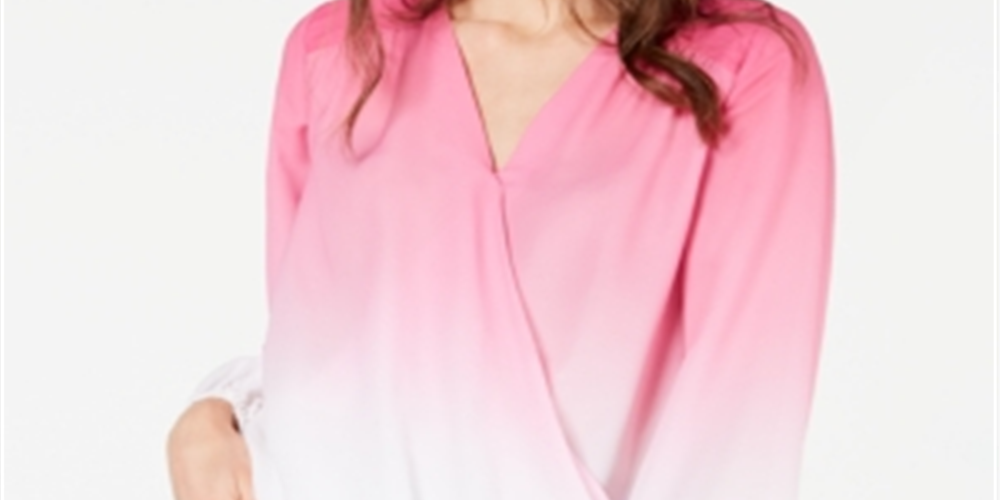 INC International Concepts Top feminino com sobrepeliz ombré, branco, tamanho pequeno
