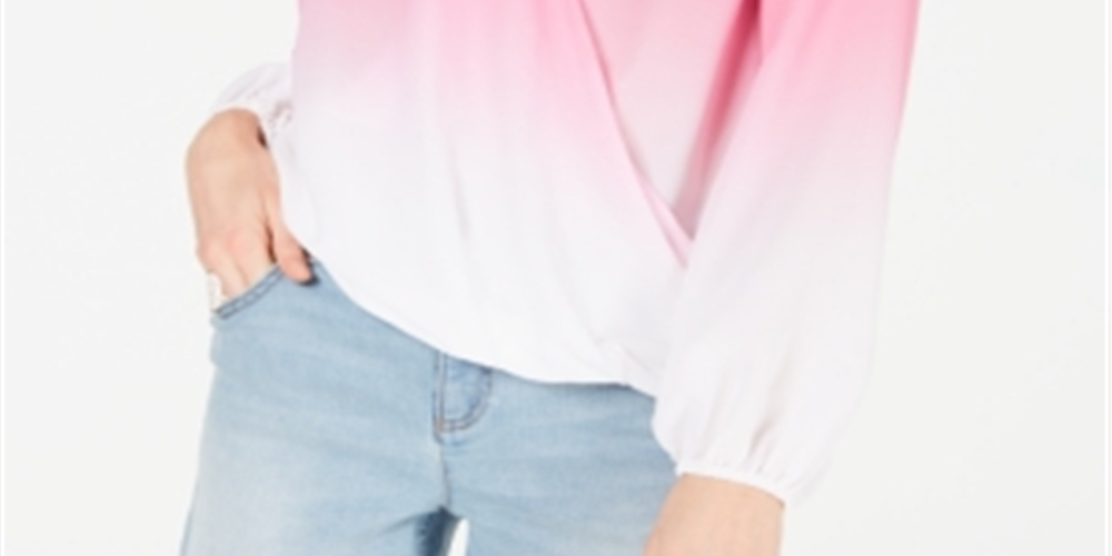 INC International Concepts Top feminino com sobrepeliz ombré, branco, tamanho pequeno