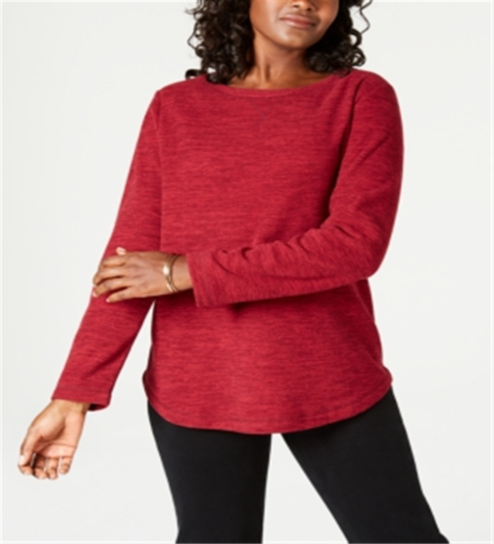 Karen Scott Moletom Feminino Marled Vermelho Tamanho Pequeno Pequeno