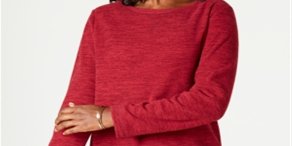 Karen Scott Moletom Feminino Marled Vermelho Tamanho Pequeno Pequeno